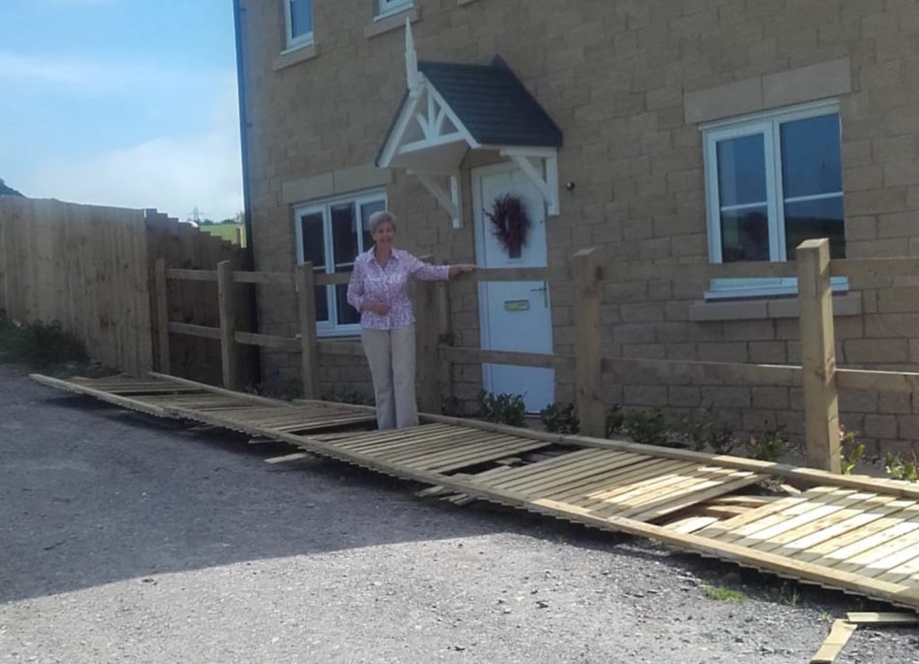 Cllr Liddle With The Demolished Fence