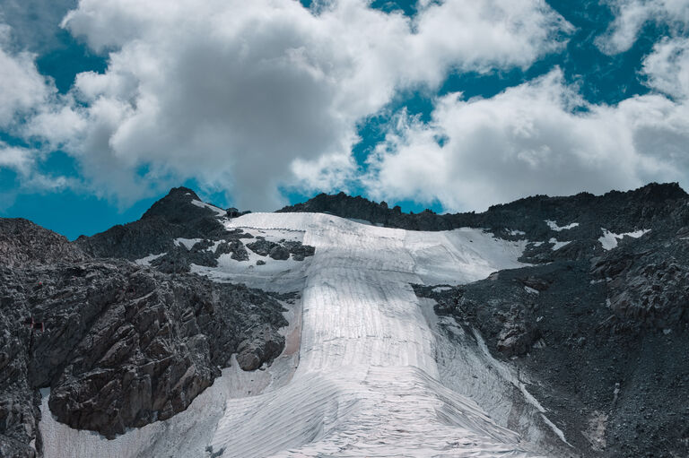 Presena Glacier Covered With A Plastic Sheet To Prevent The Glacier From Melting In Summer (Alps, Trentino, Italy, Europe)