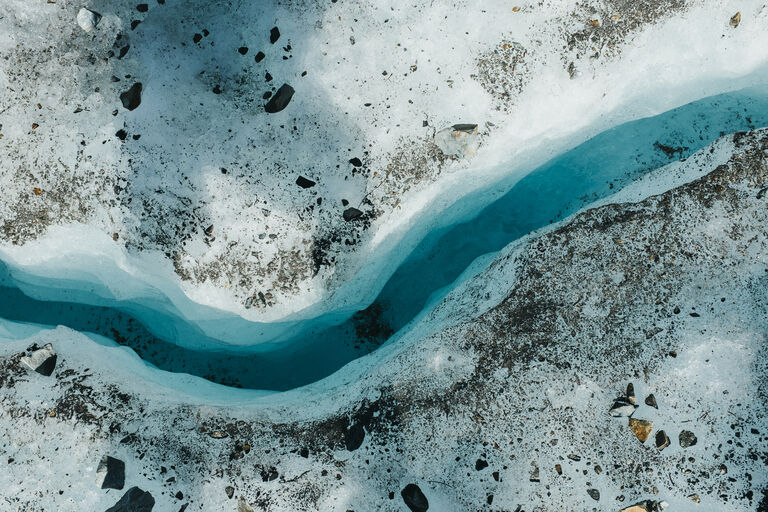 Crack In Glacier Ice