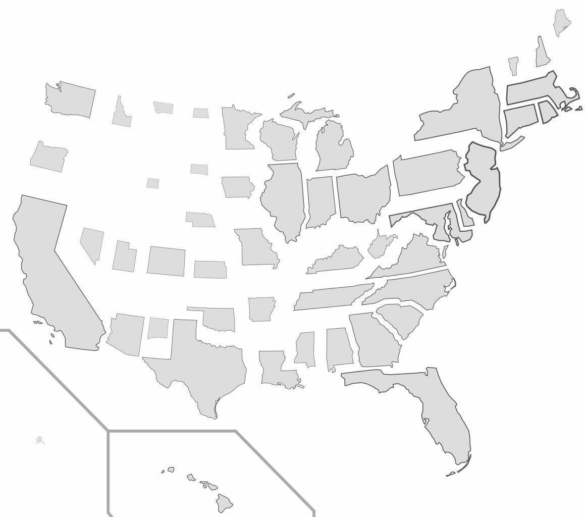 States Resized Based On Population Density