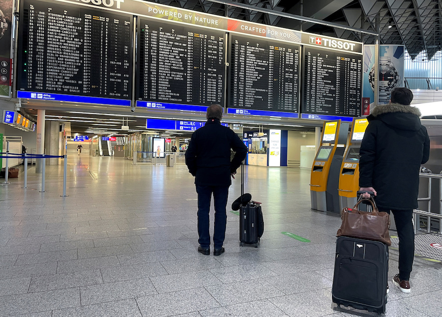 Passengers At Frankfurt Airport During A Strike Of Security Staff