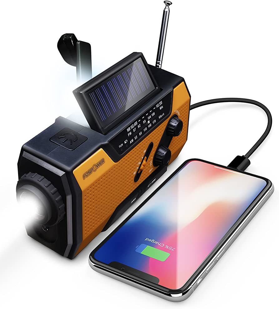 FosPower Emergency Radio, Portable Power Bank, And Flashlight